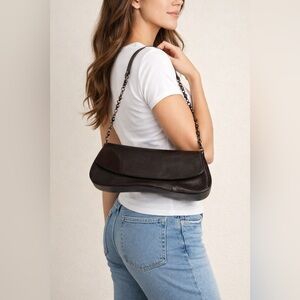 👜 Stuart Weitzman Dark Chocolate Brown Leather Shoulder Bag / Clutch
